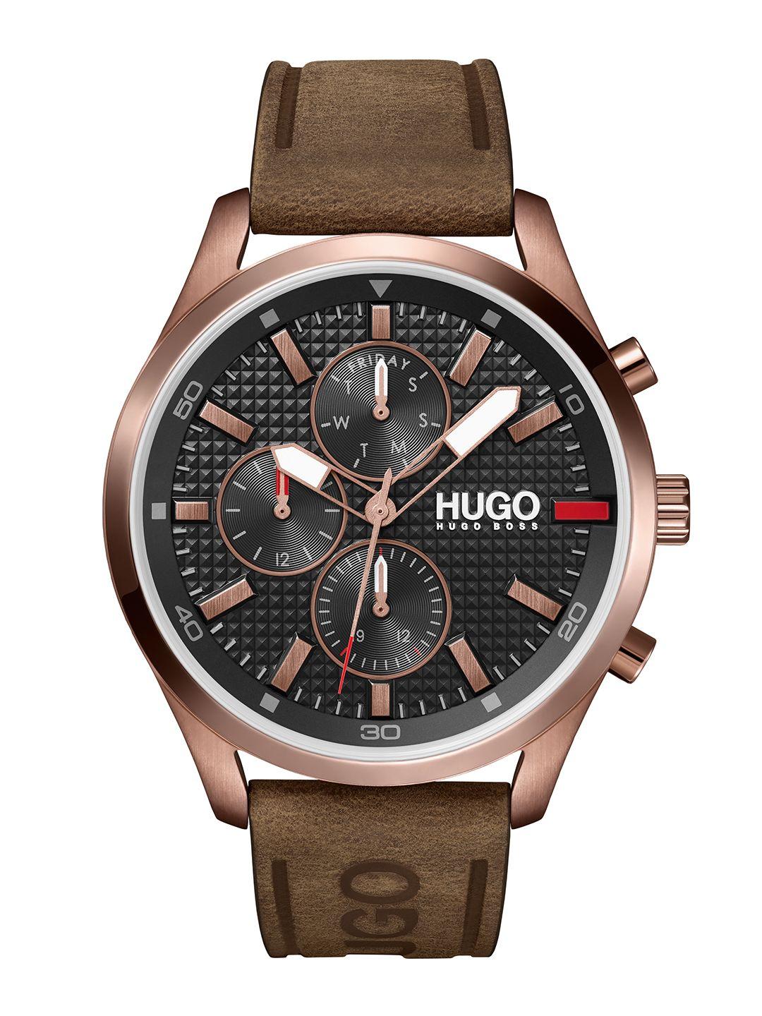 hugo men black chase analogue multi function watch 1530162