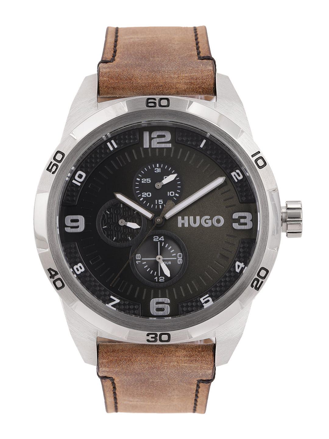 hugo men black grip analogue watch 1530274