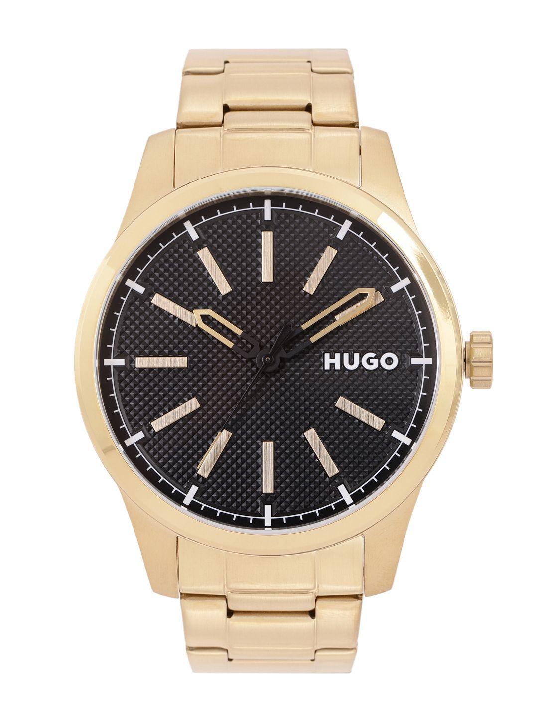 hugo men black invent patterned bracelet style analogue watch 1530208