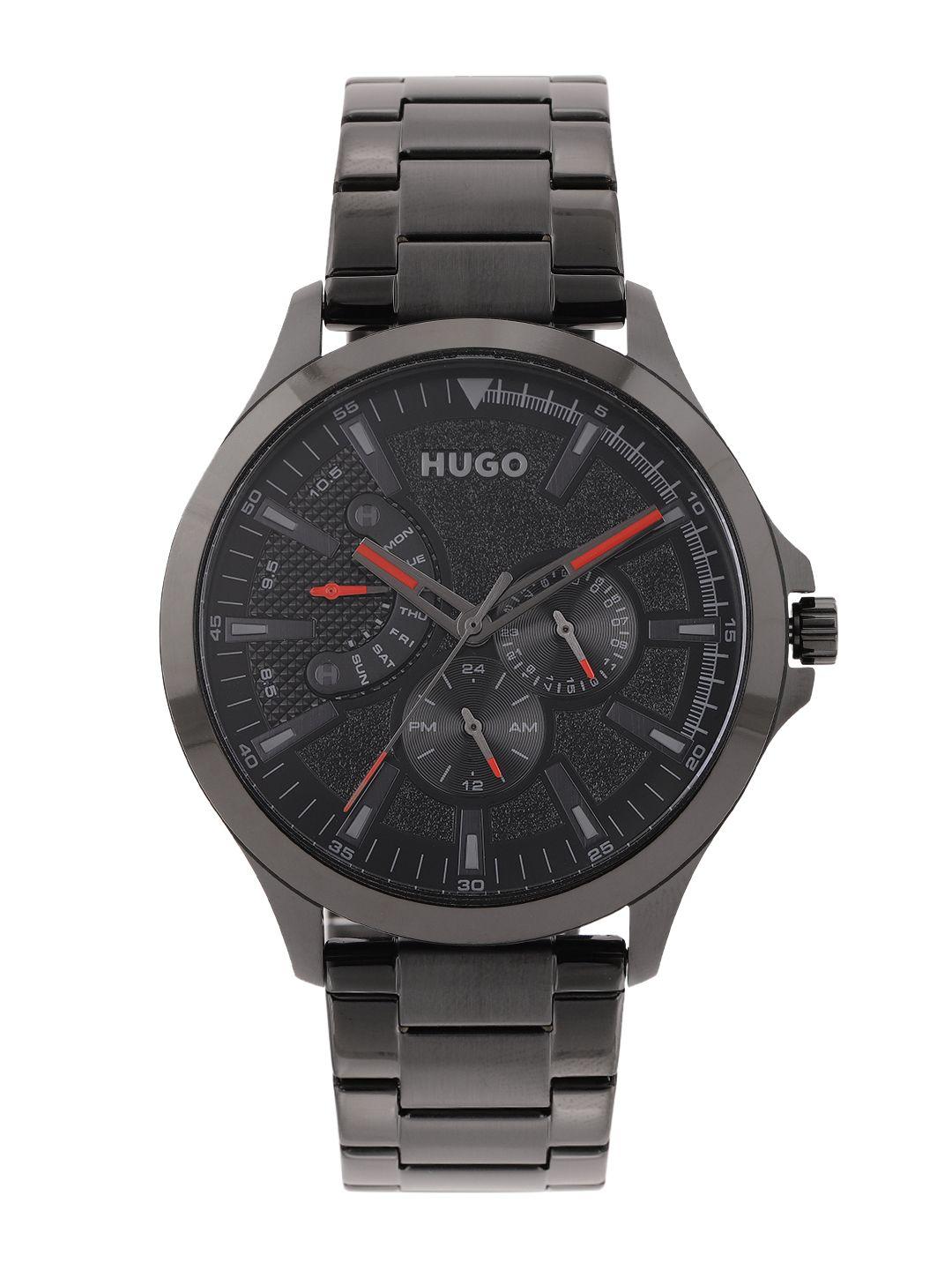 hugo men black leap bracelet style analogue multi function watch 1530175