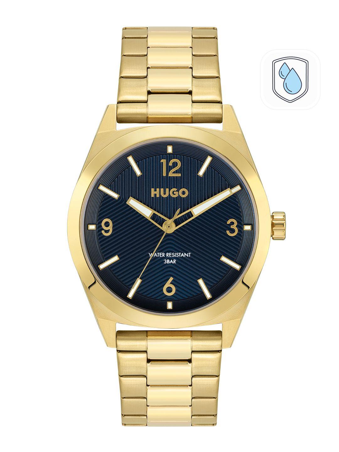 hugo men blue patterned make bracelet style analogue watch 1530252