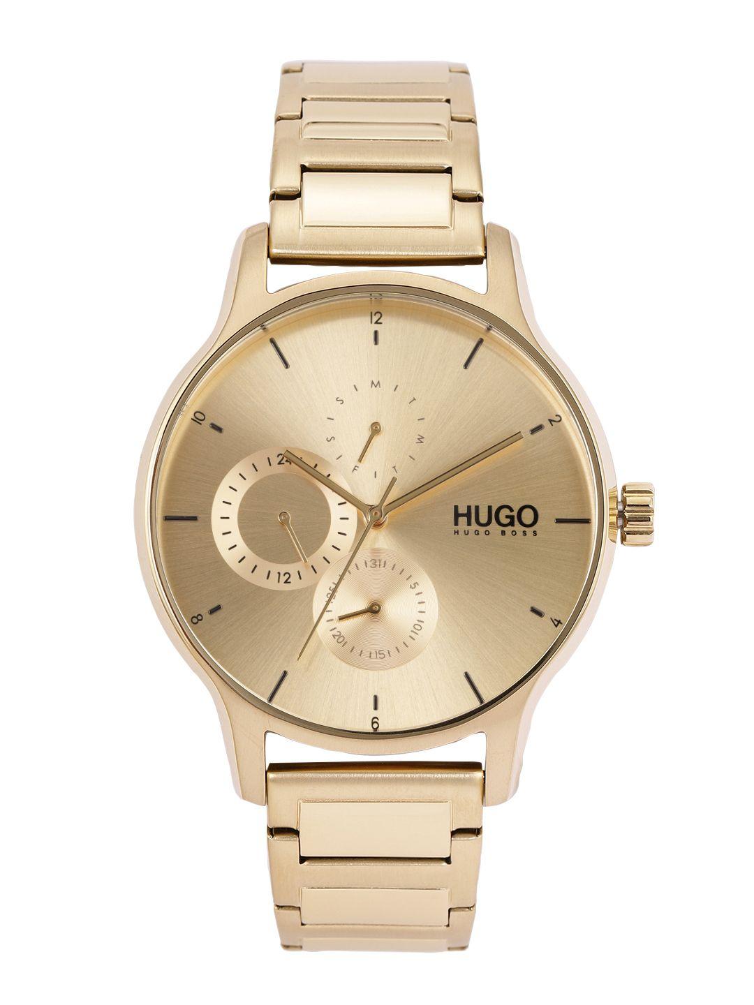 hugo men gold-toned bounce stainless steel bracelet style analogue watch 1530214-gold