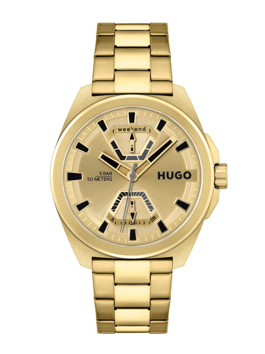 hugo men gold-toned expose analogue watch 1530243