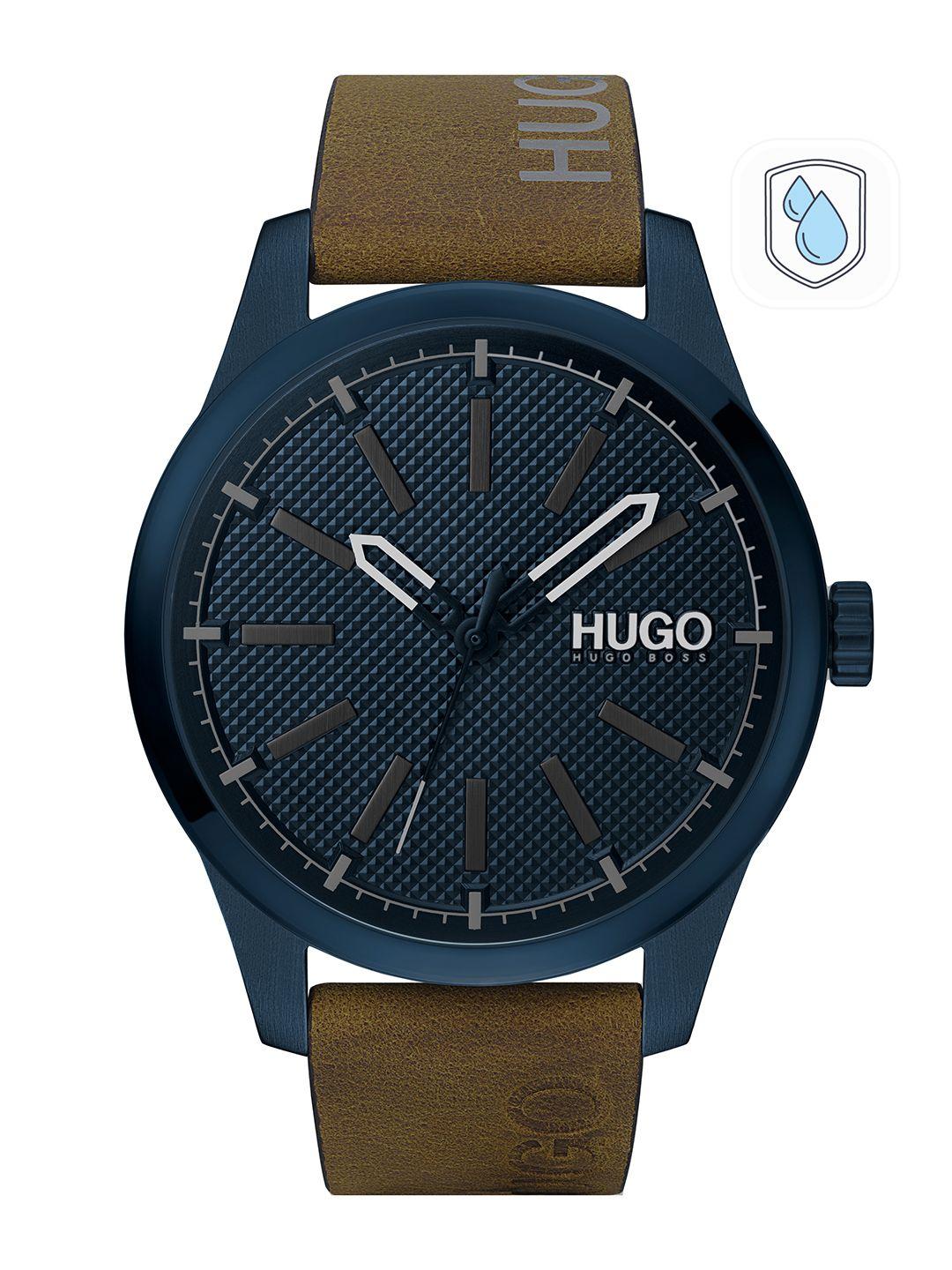 hugo men navy blue invent analogue watch