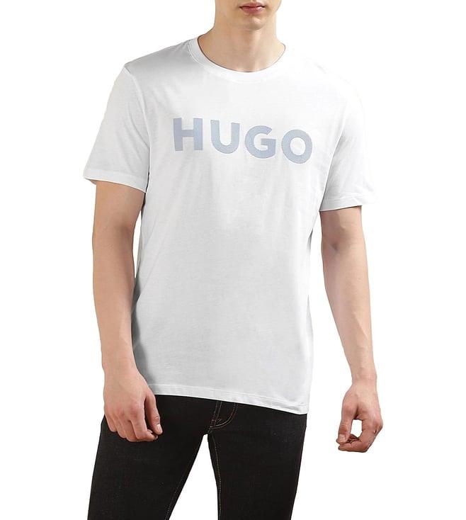 hugo men white mesh hugo print t-shirt