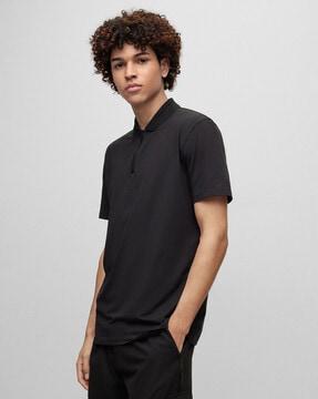 hugo zip placket regular fit polo t-shirt