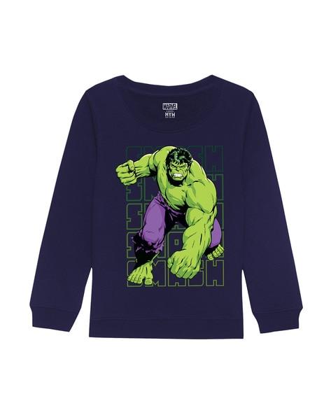 hulk print sweatshirt with ribbed hem