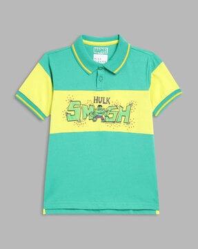 hulk print cotton polo t-shirt