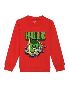 hulk print sweatshirt with ribbed hems