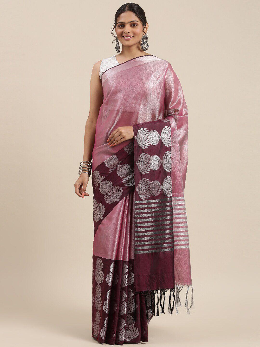 humairah ethnic motifs woven design zari silk blend kanjeevaram saree