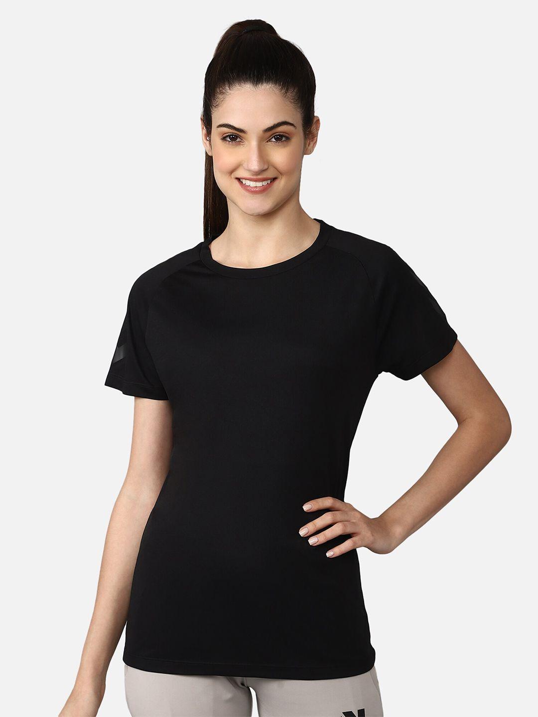 hummel women black solid t-shirt