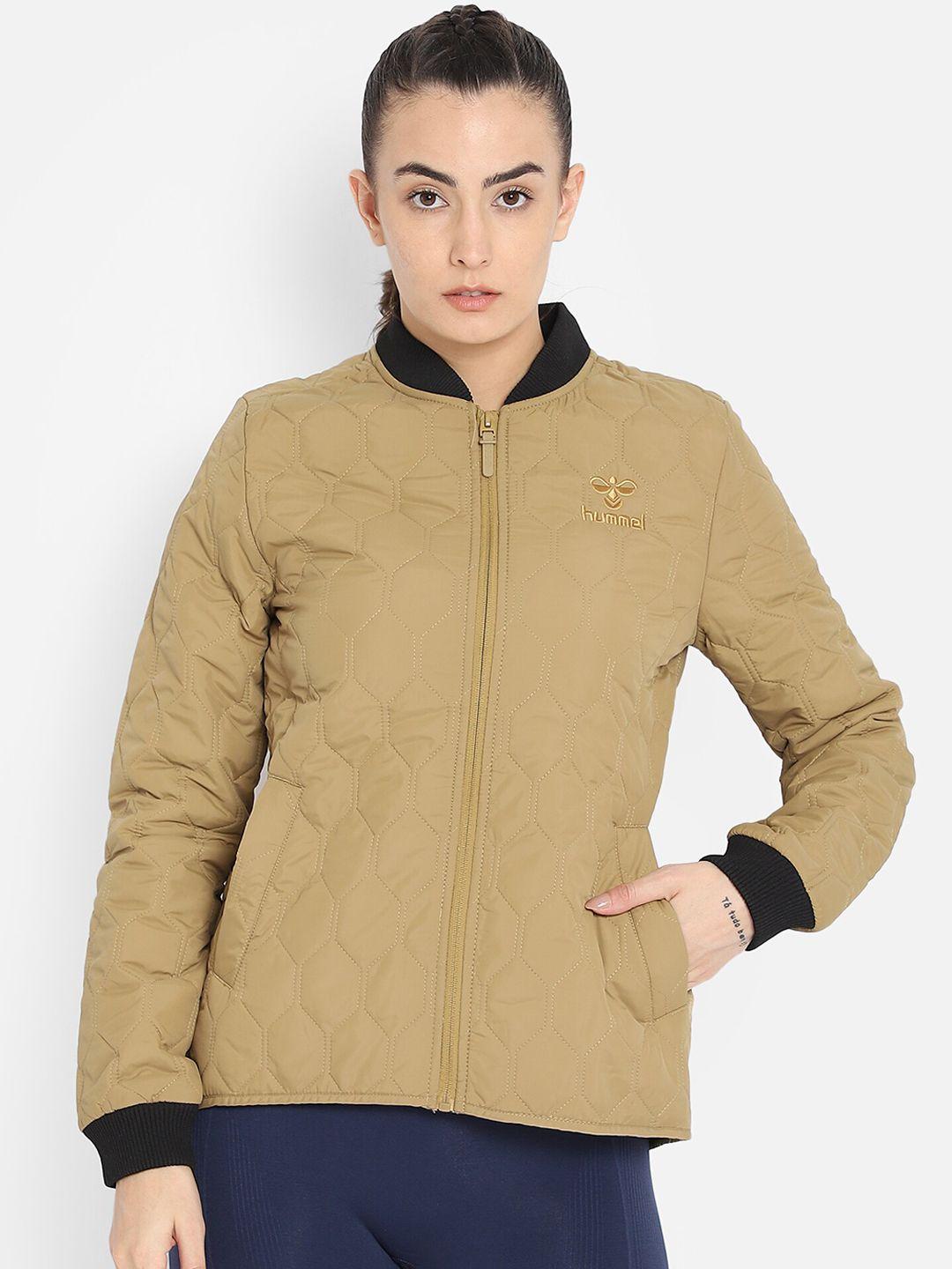 hummel women khaki longline bomber jacket