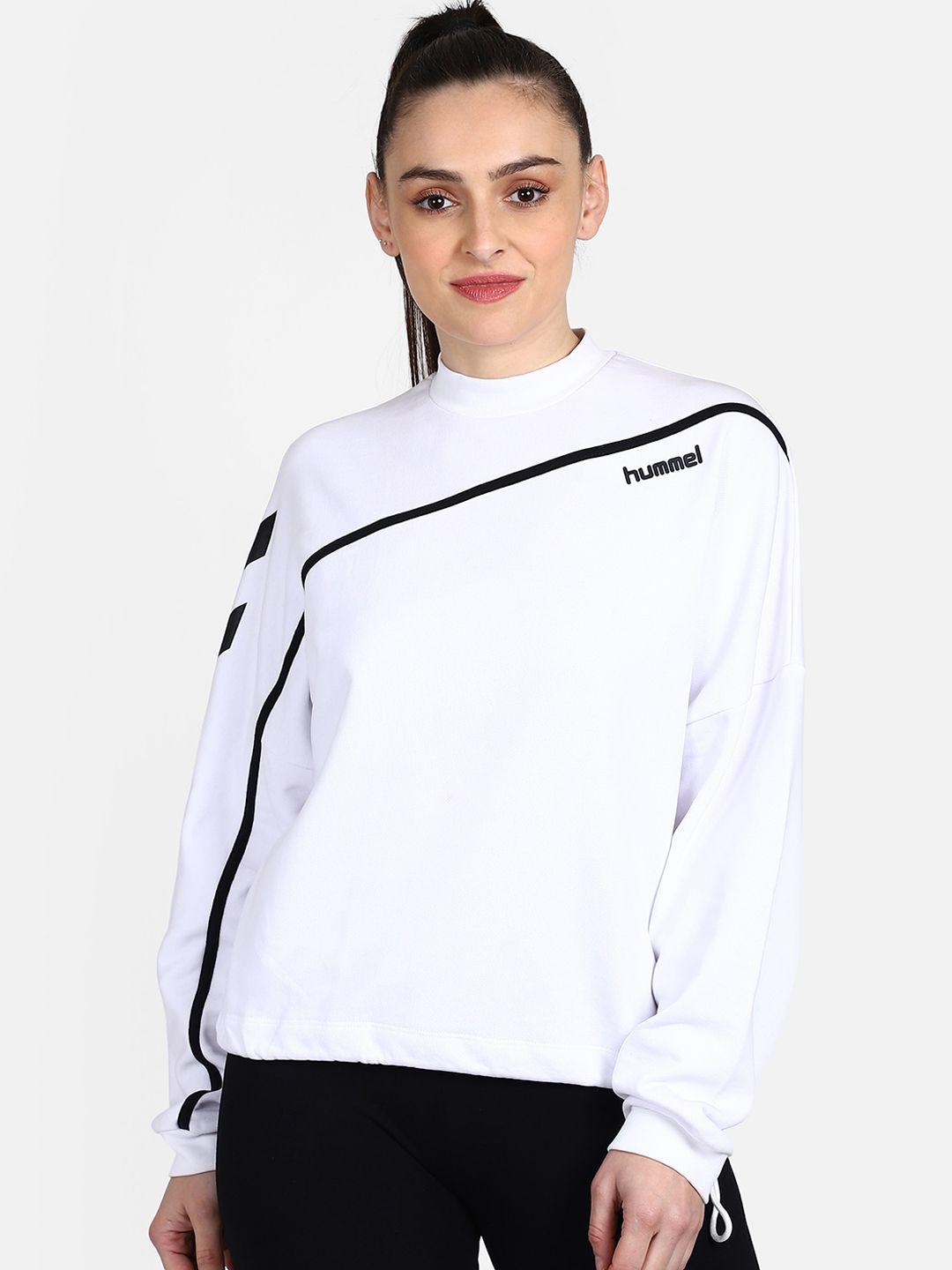 hummel women white & black printed sweatshirt