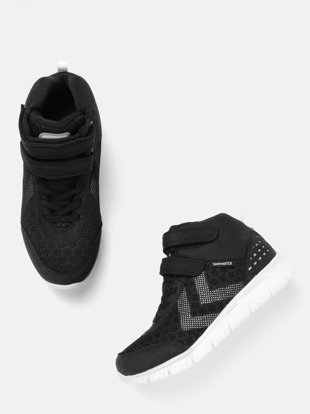 hummel boys black printed slip-on sneakers