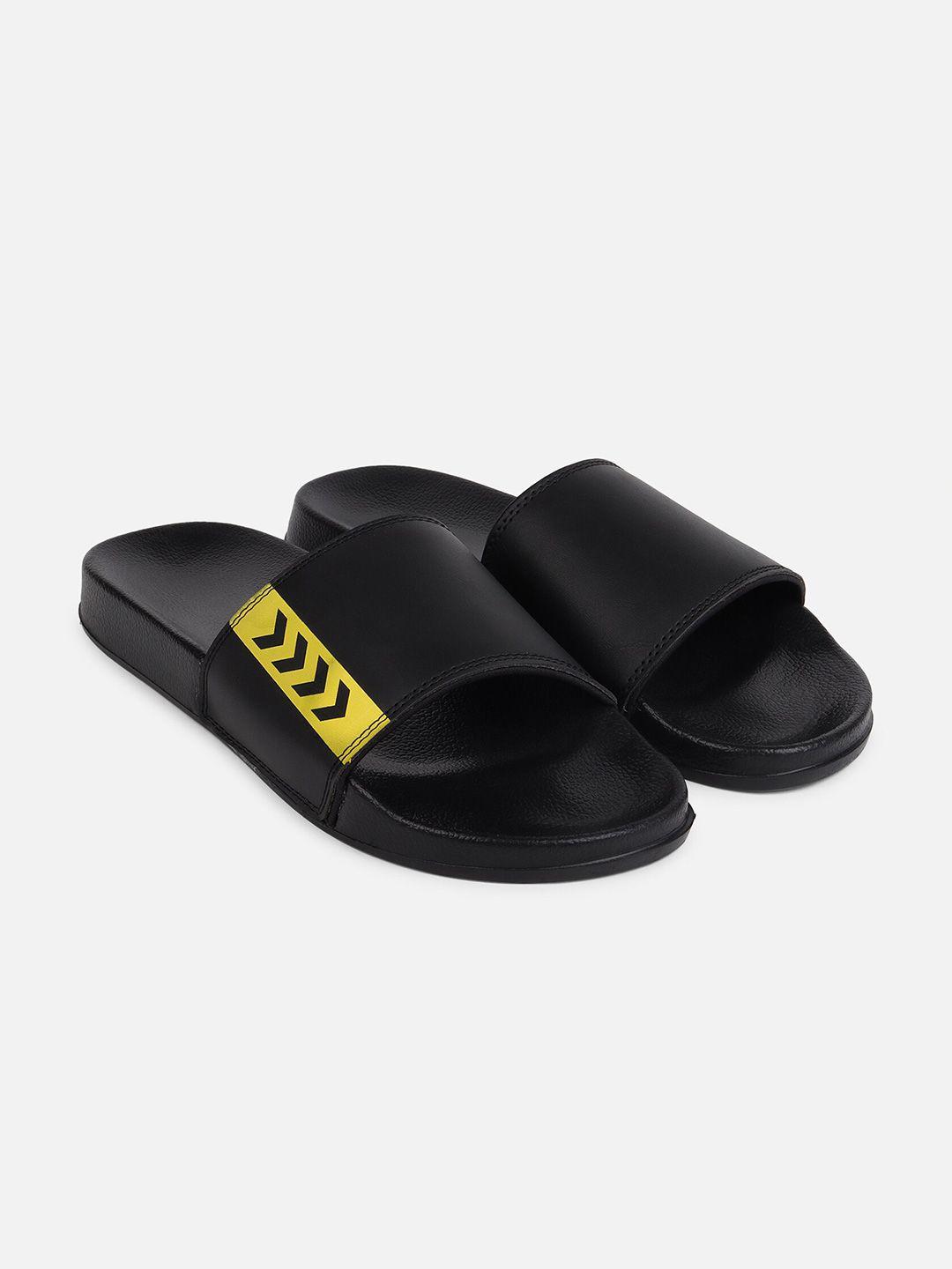 hummel men black & yellow sliders