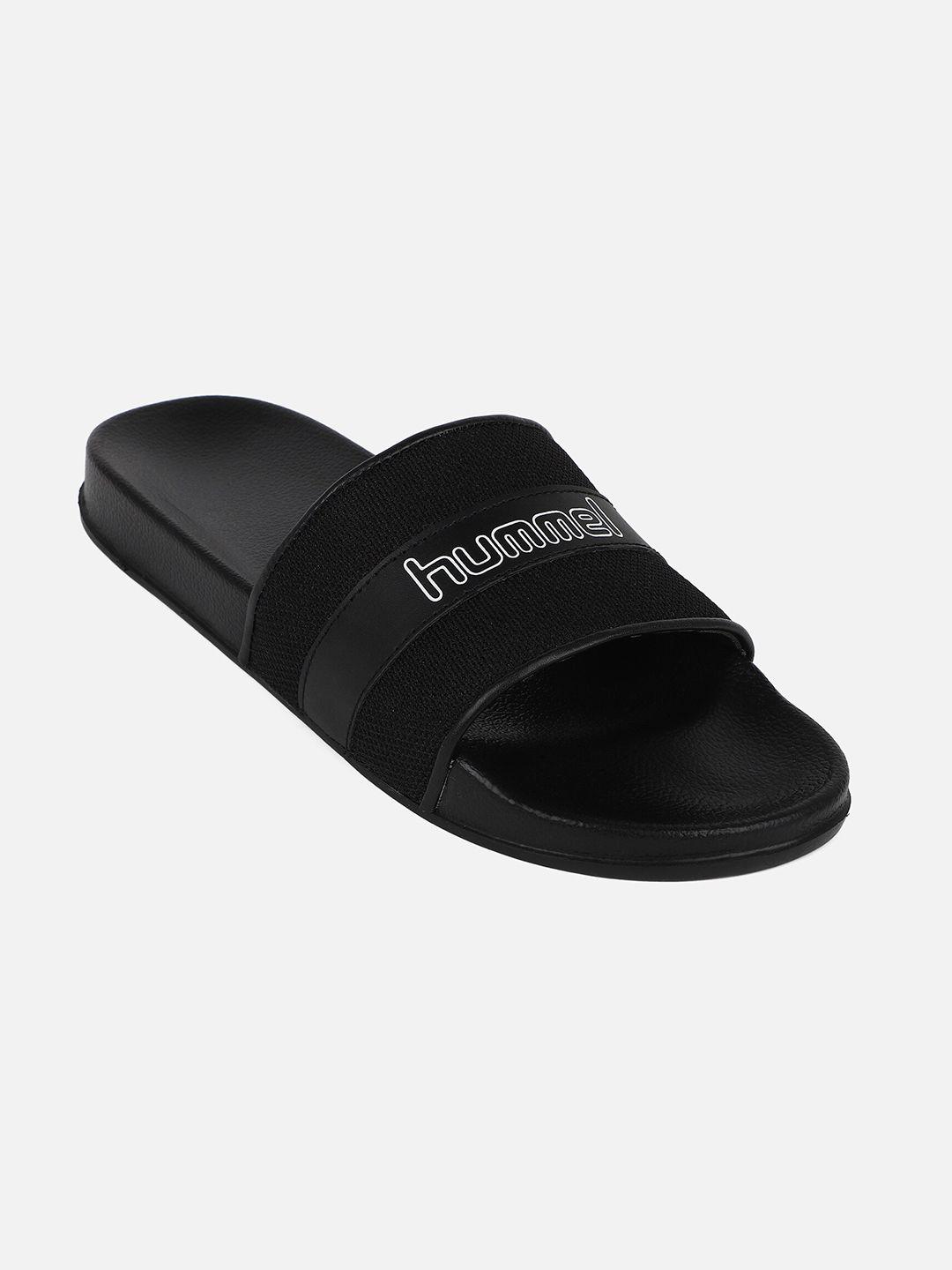 hummel men black printed slider flip flop