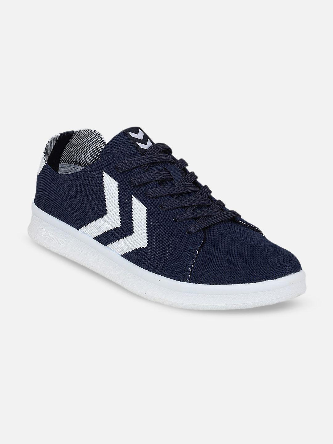 hummel men navy blue colourblocked slip-on sneakers