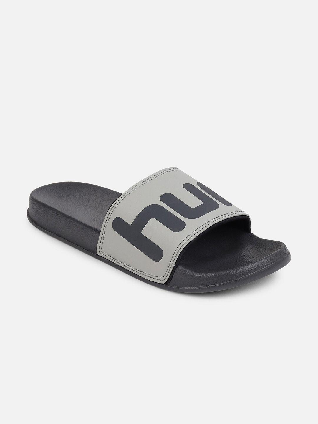 hummel men silver-toned & grey printed sliders