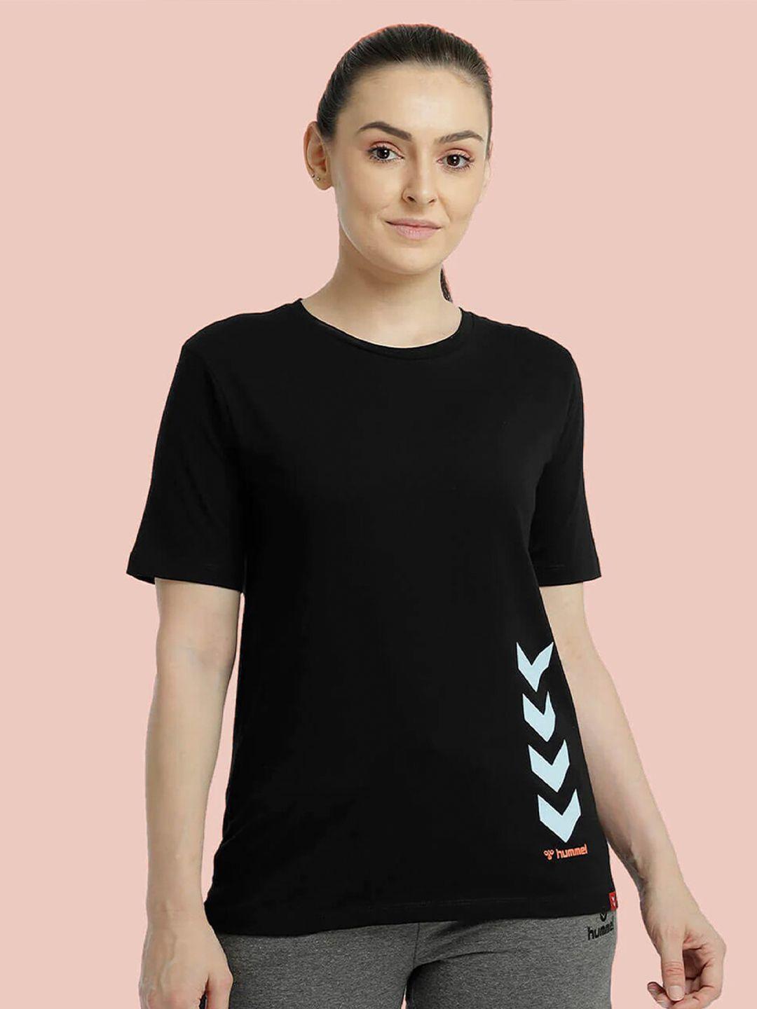 hummel printed round neck cotton sports t-shirt