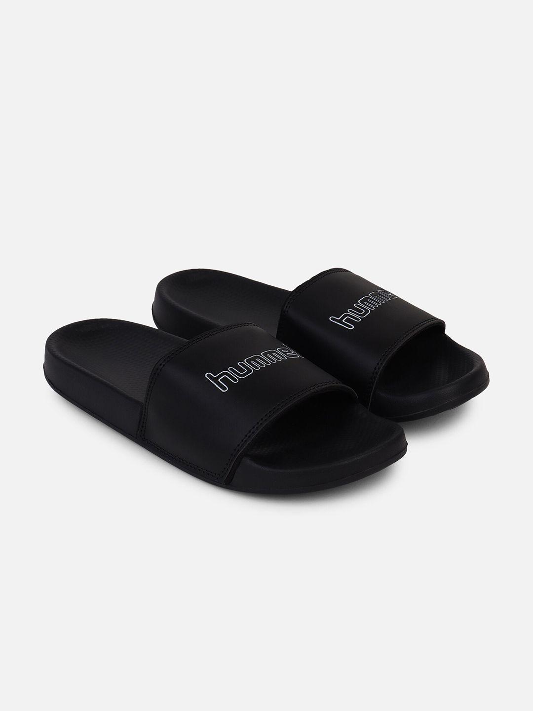 hummel women black printed sliders