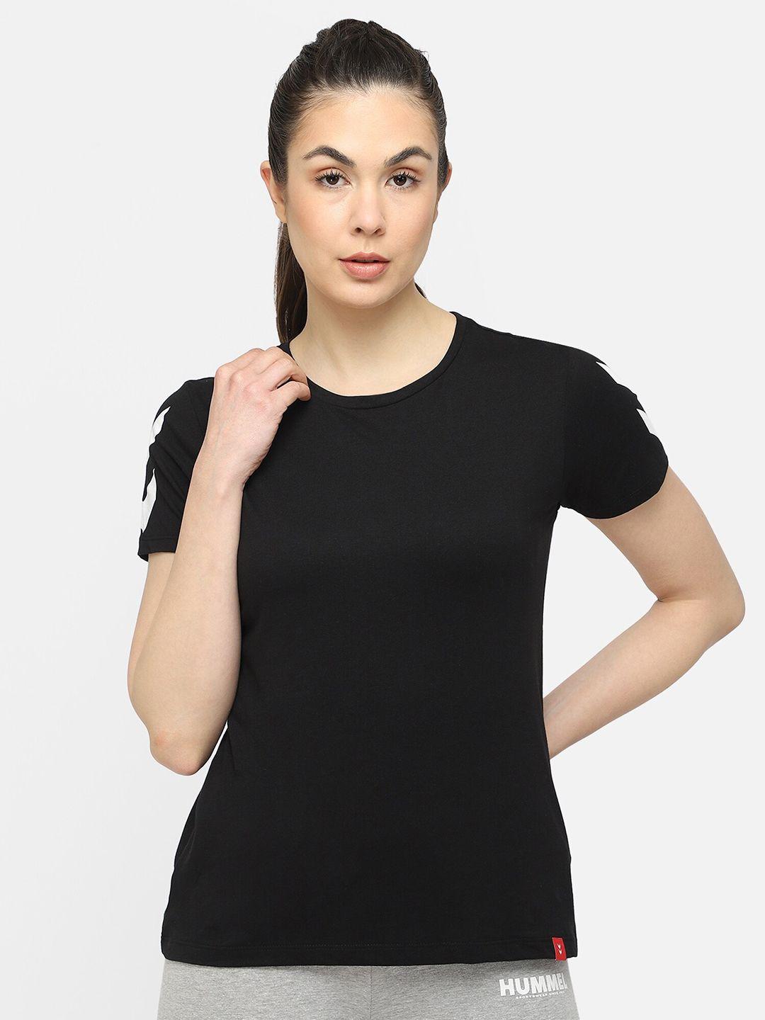 hummel women black pure cotton t-shirt
