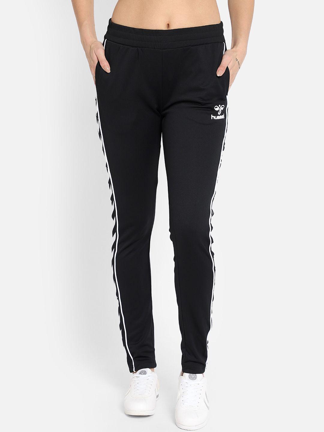 hummel women black solid track pants