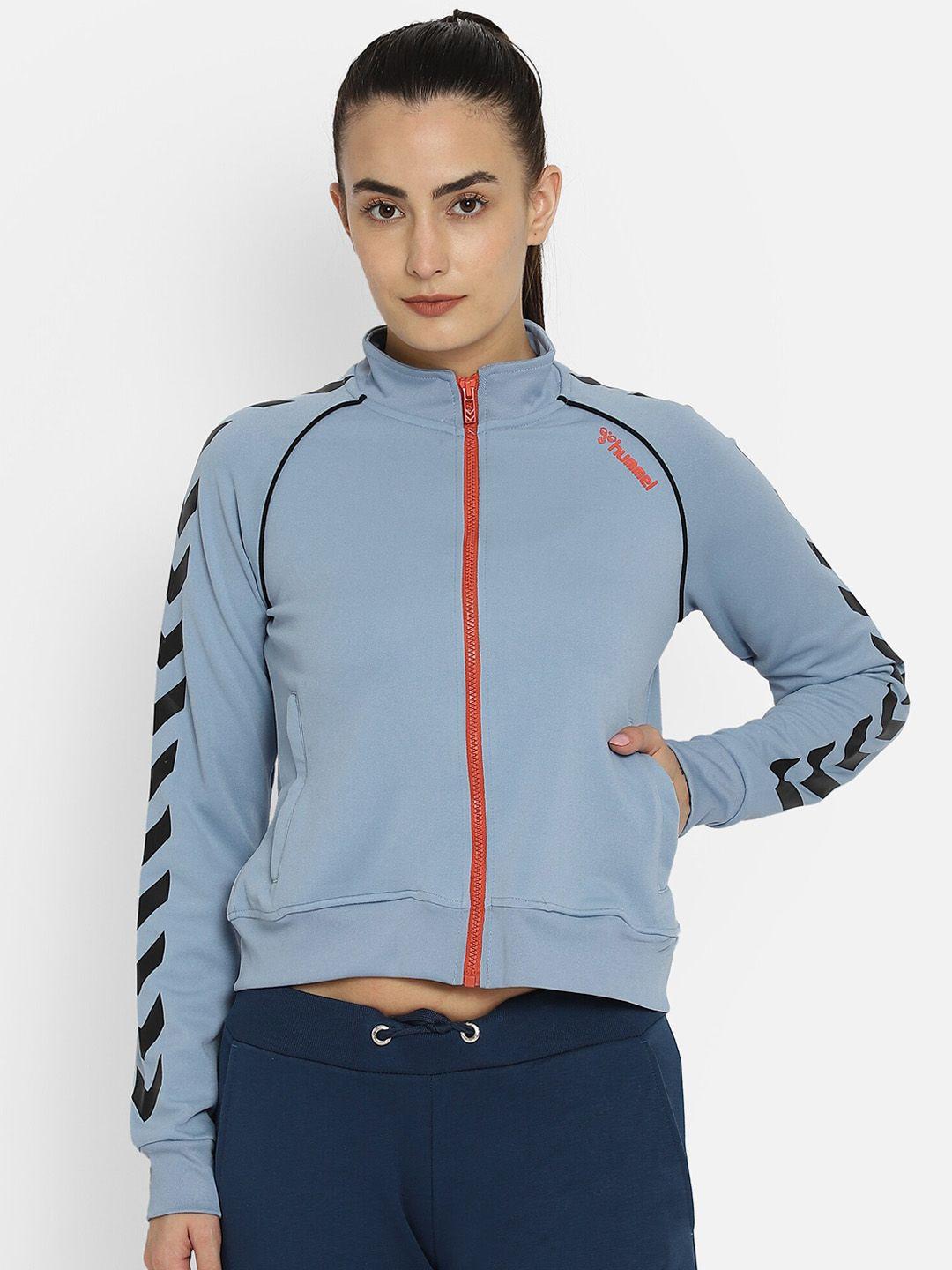 hummel women blue black crop sporty jacket