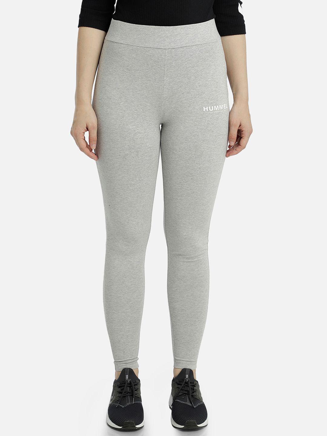 hummel women grey solid tights