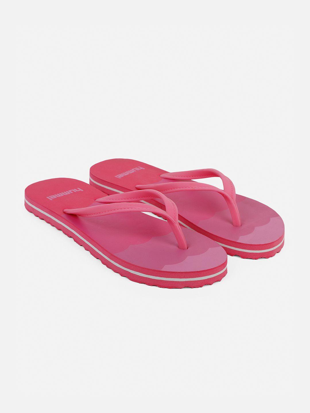 hummel women pink & peach-coloured colourblocked thong flip-flops