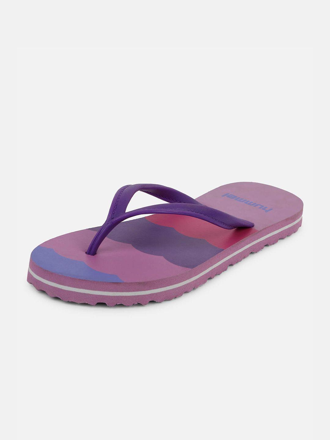 hummel women purple & blue colourblocked thong flip-flops