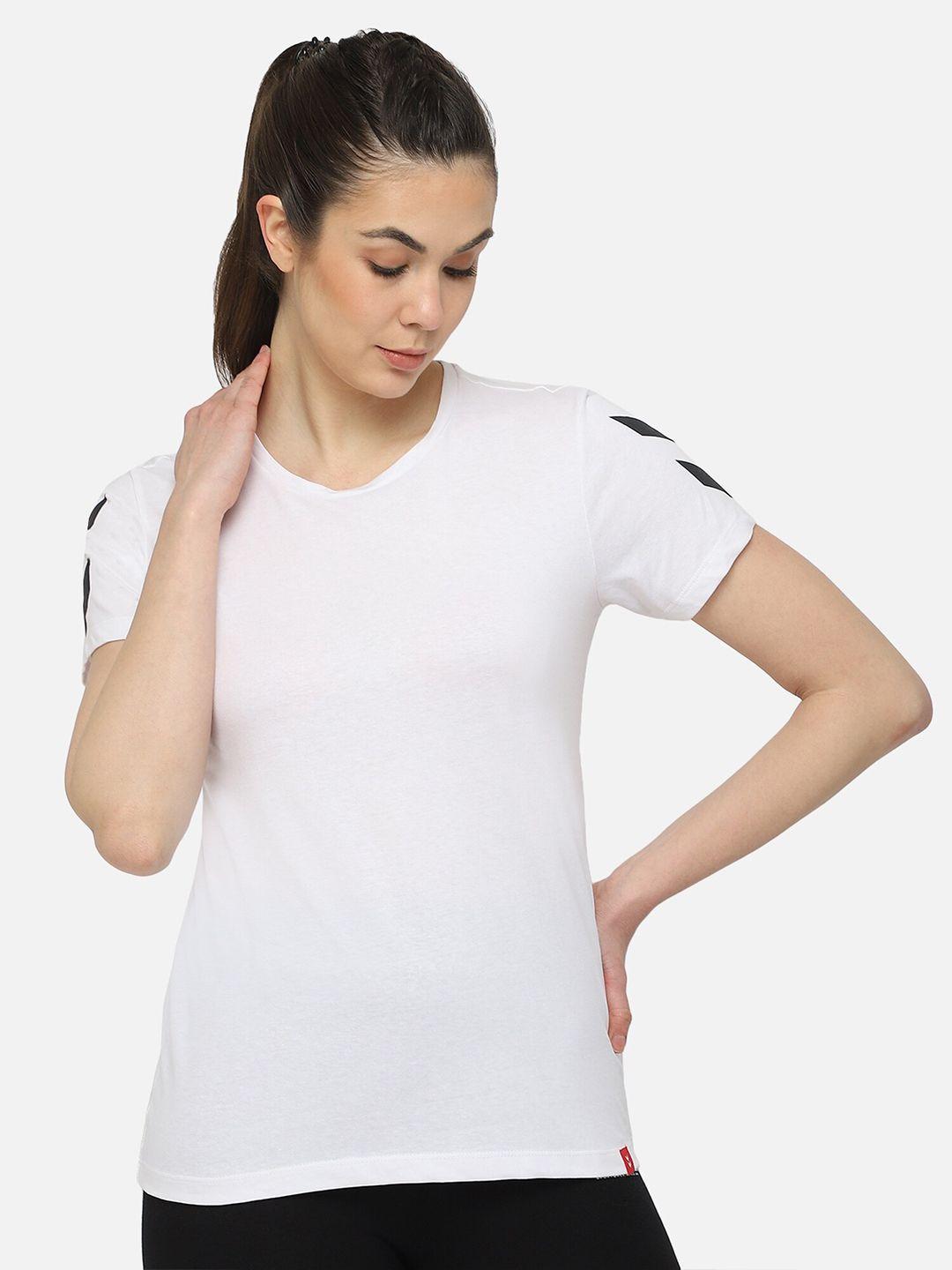 hummel women white pure cotton t-shirt