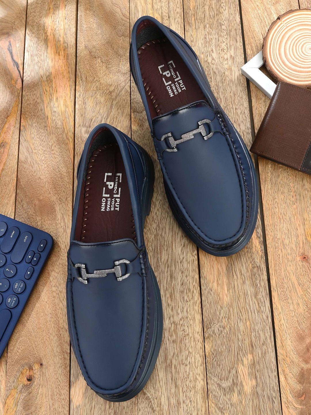 hundo p men blue solid loafers