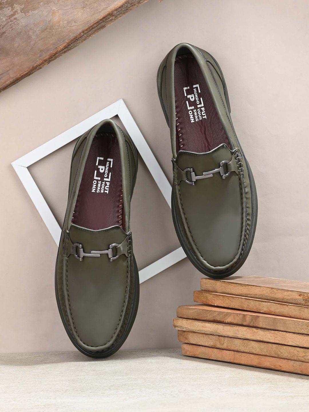 hundo p men green solid loafers