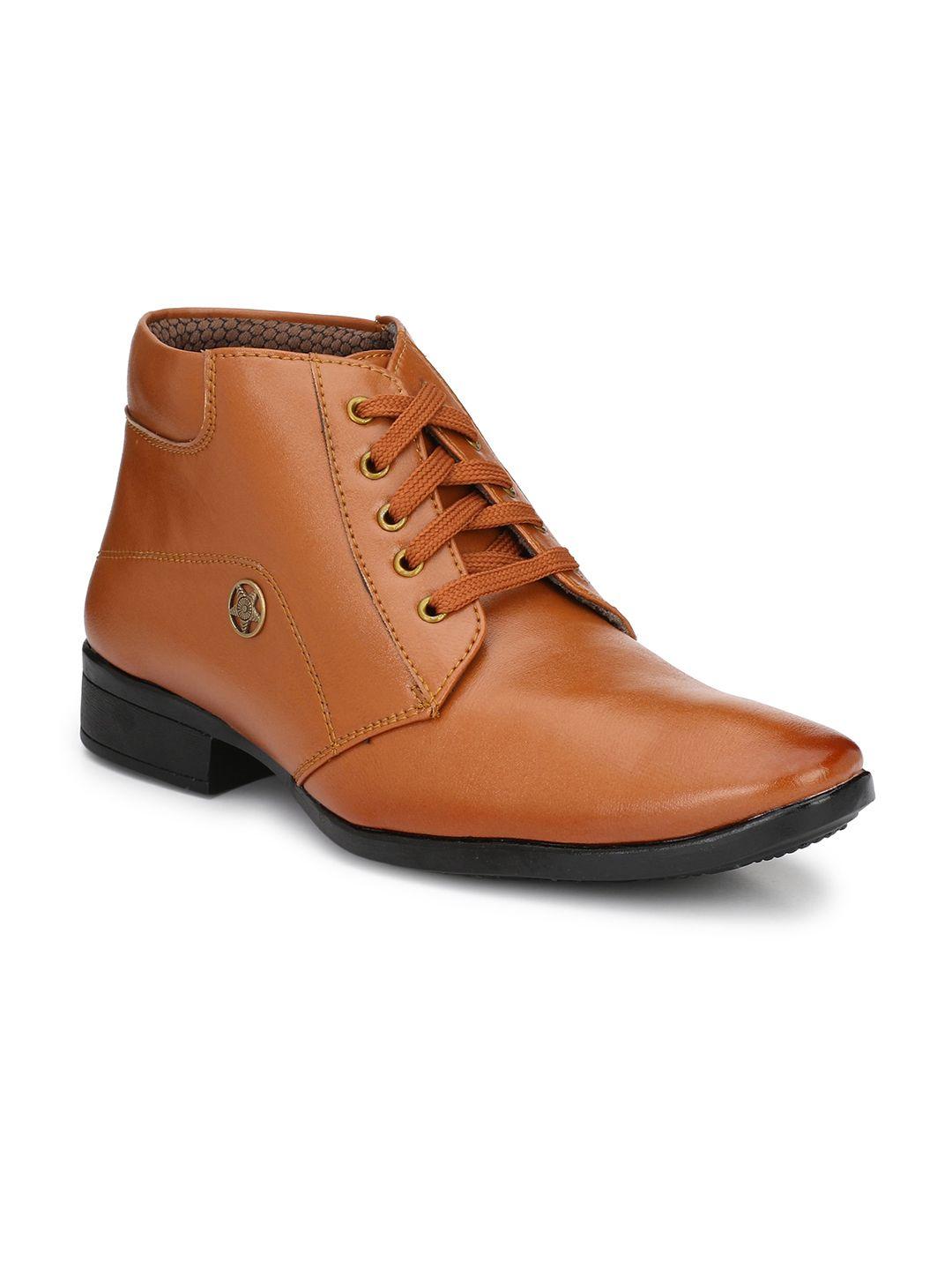 hundo p men tan-brown solid casual regular boots