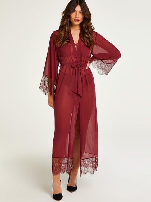 hunkemoller maroon lace robe