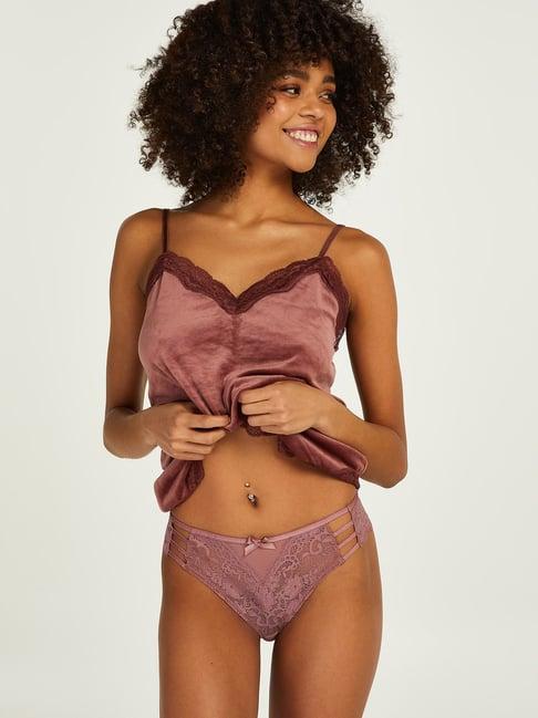 hunkemoller mauve lace brazilian brief