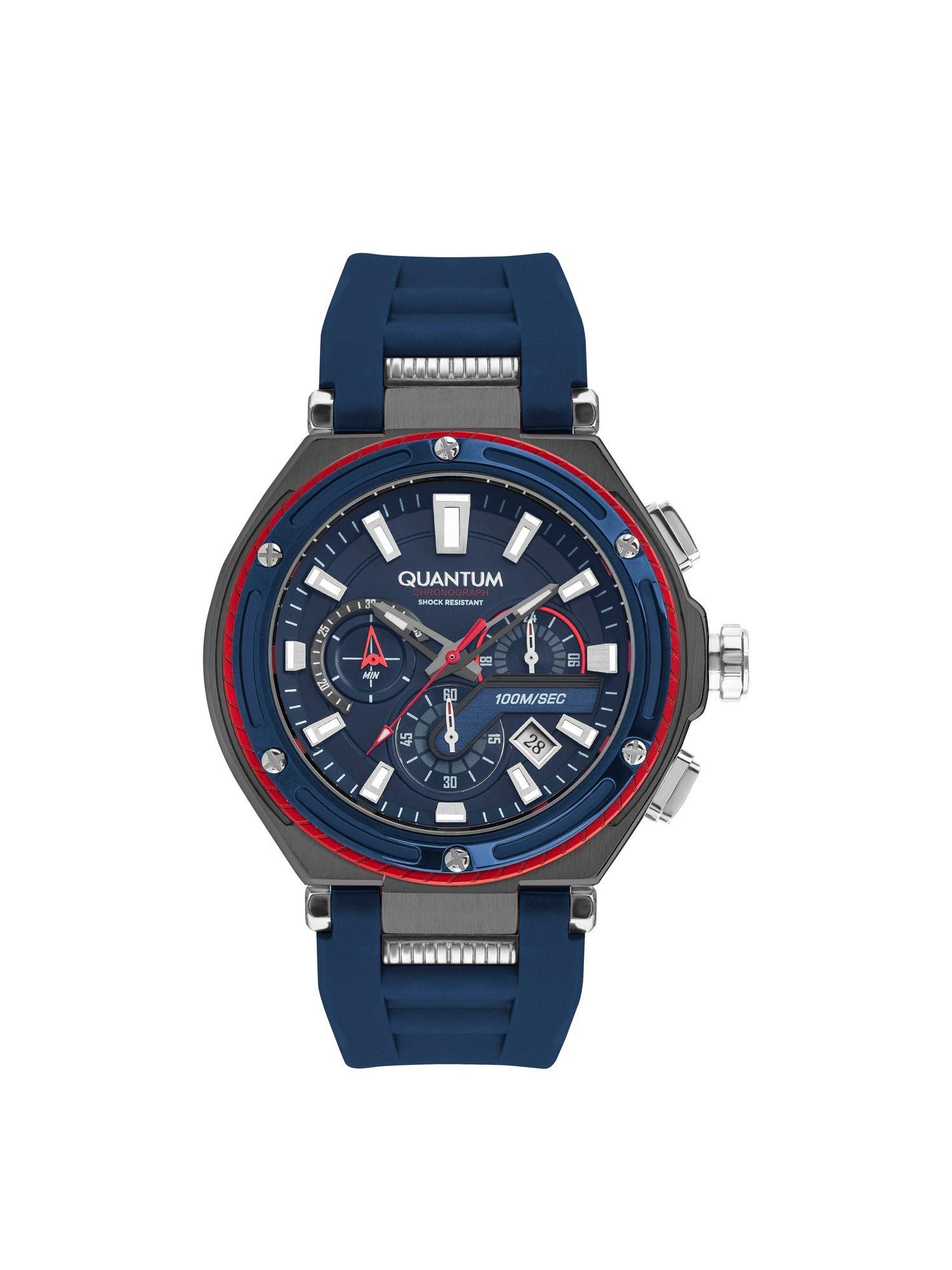 hunter chronograph navy blue round dial mens watch - hng1010.099_a (m)