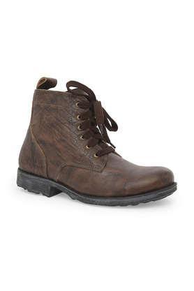 huntley leather lace up men's casual boots - tan