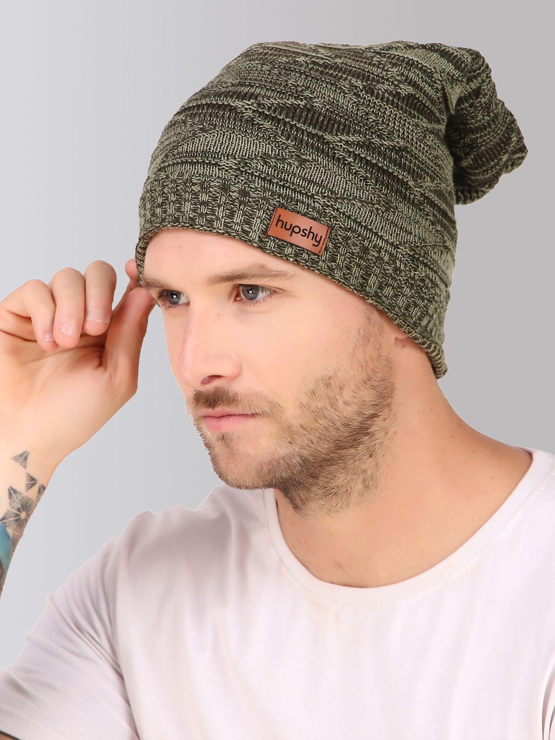 hupshy men self design acrylic beanie cap