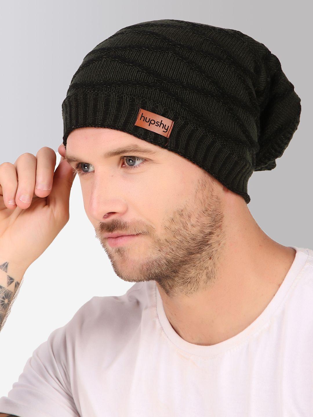 hupshy men self design acrylic beanie cap