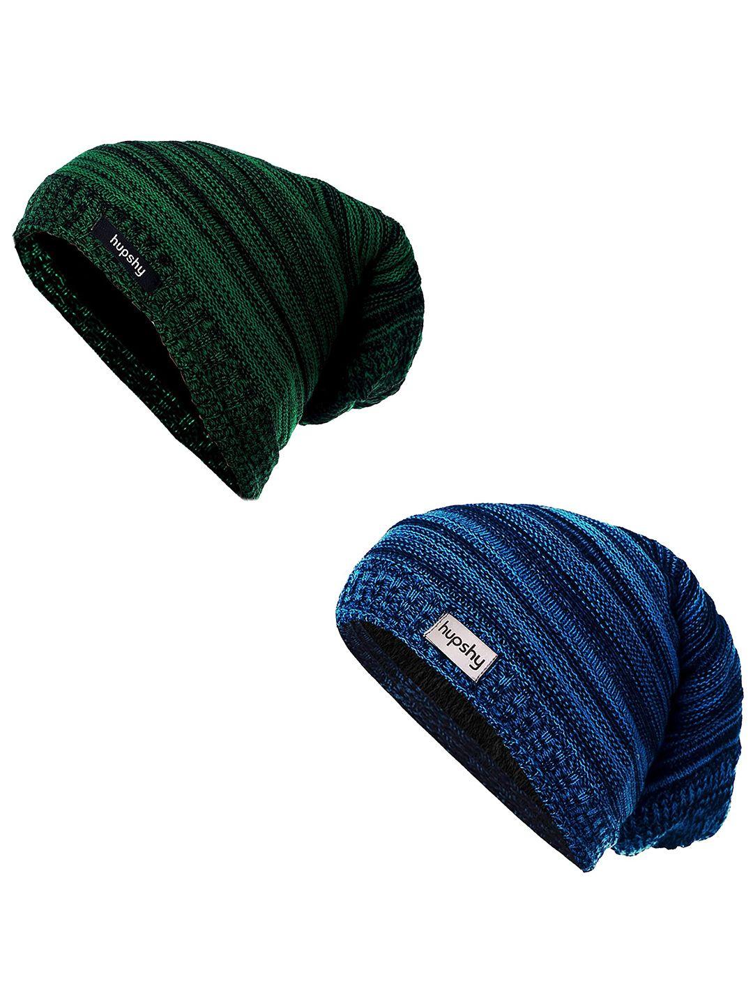 hupshy men set of 2 self design acrylic beanie