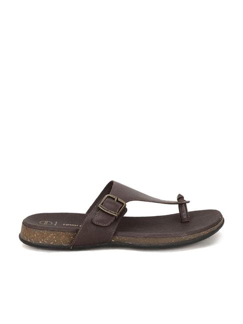 hush puppies by bata men's coffee brown t-strap sandals