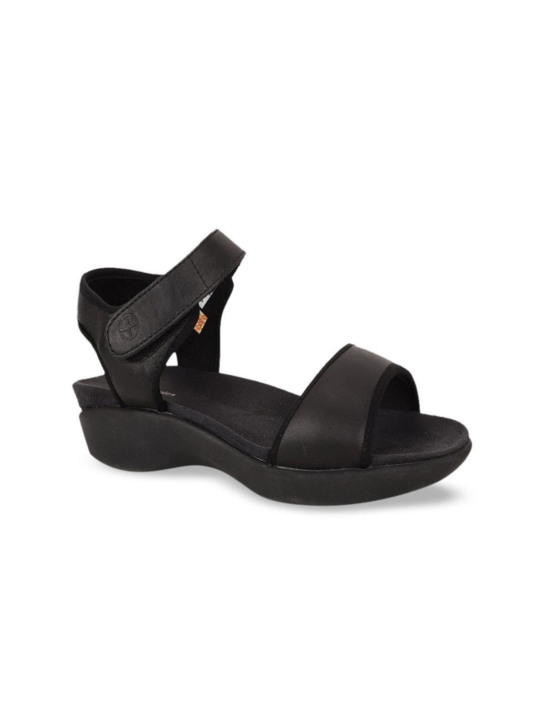 hush puppies black leather wedge sandals