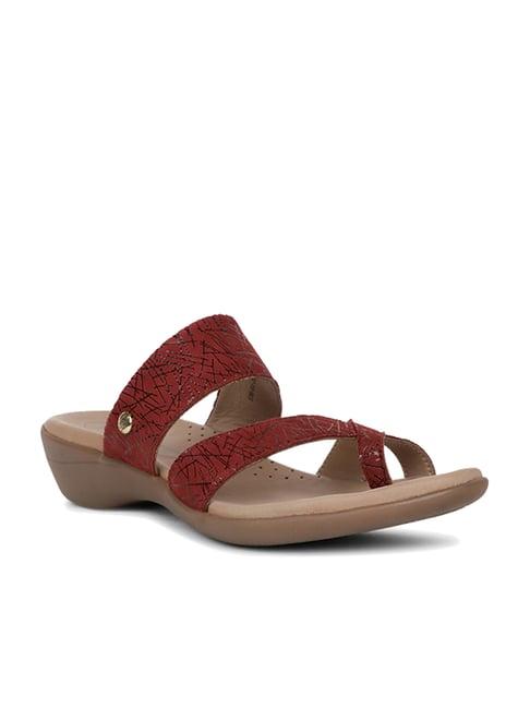 hush puppies by bata women's maroon cross strap wedges