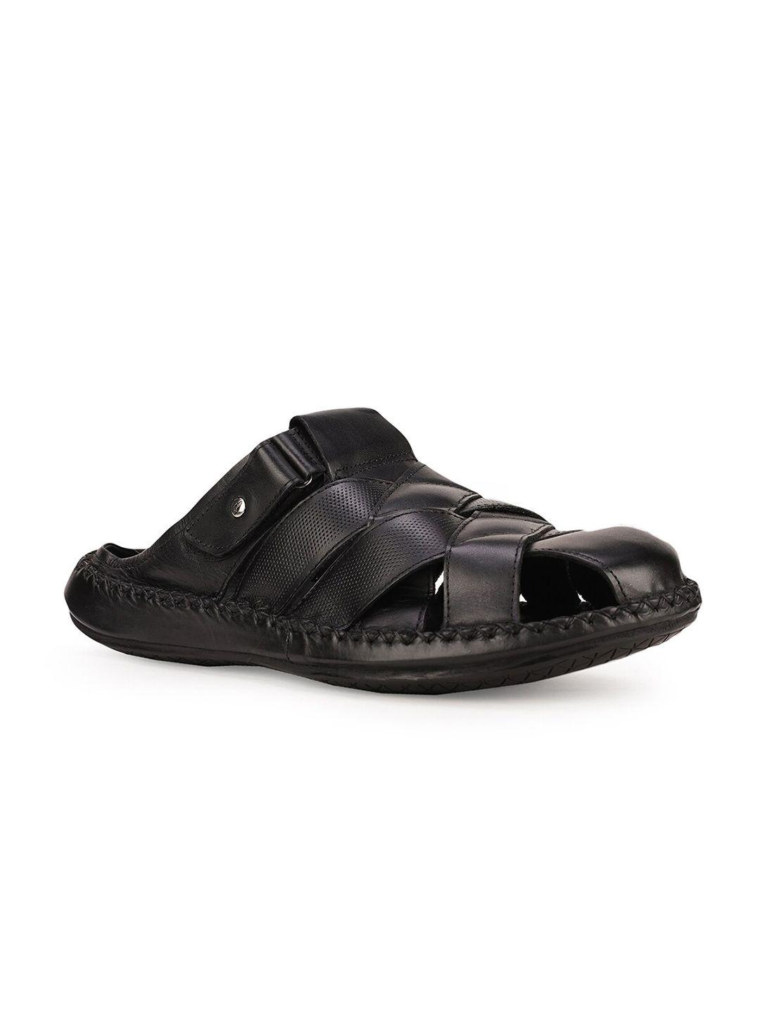 hush puppies men black leather fisherman sandals