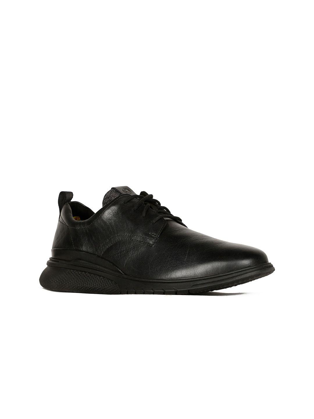 hush puppies men black leather sneakers