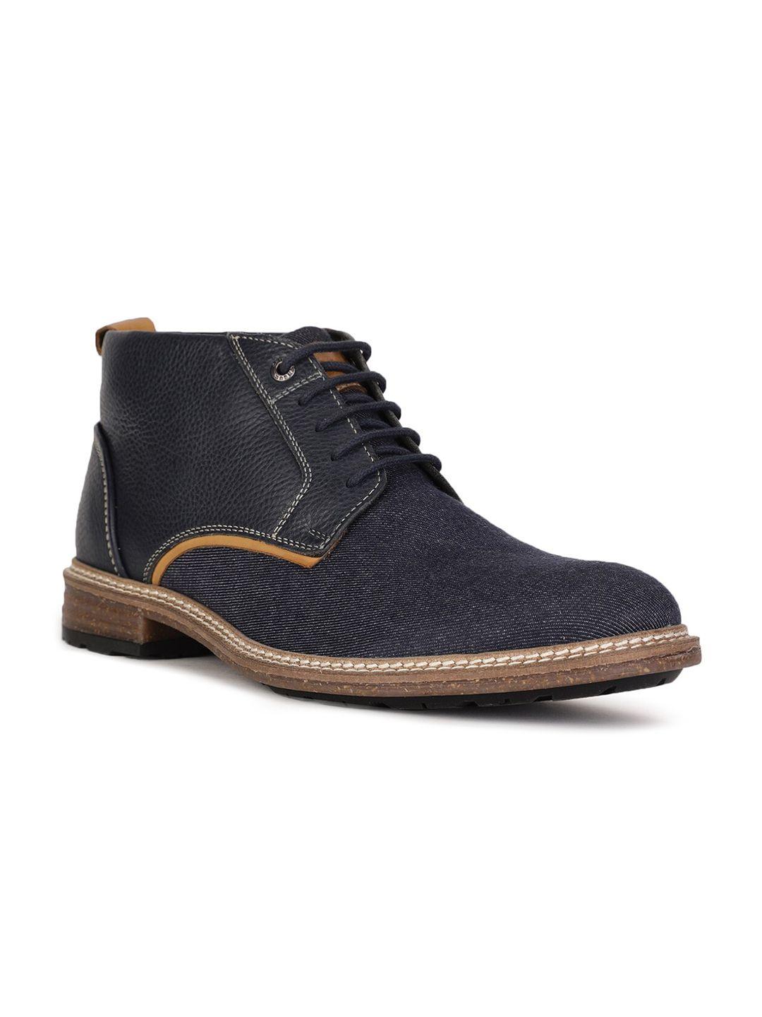 hush puppies men blue leather boots