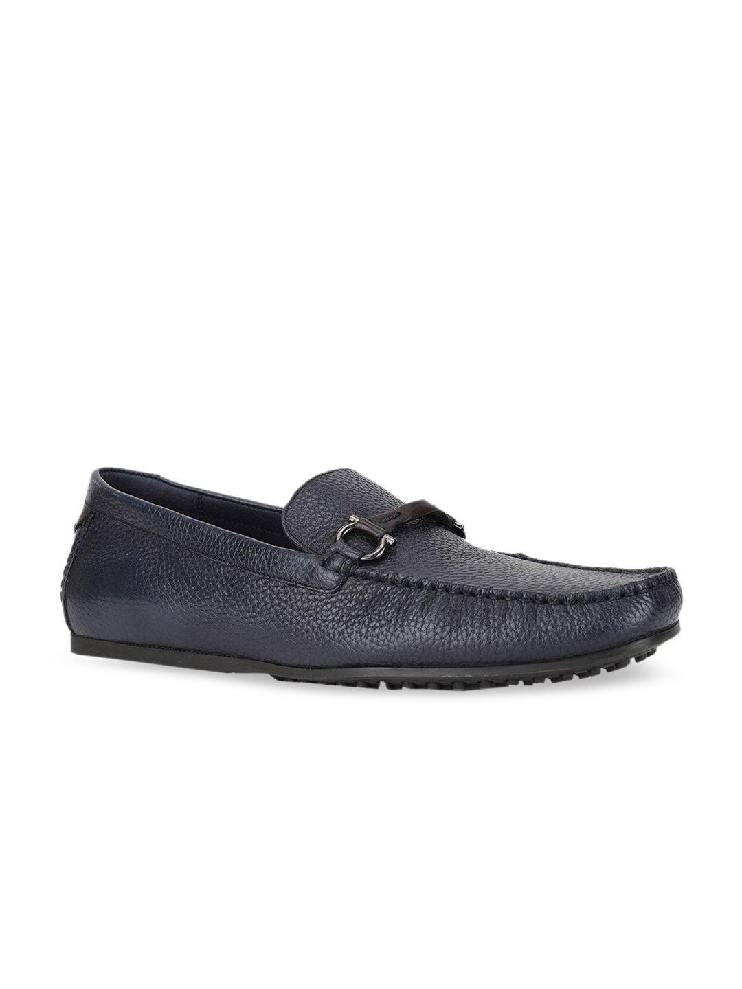hush puppies men blue textured leather loafers