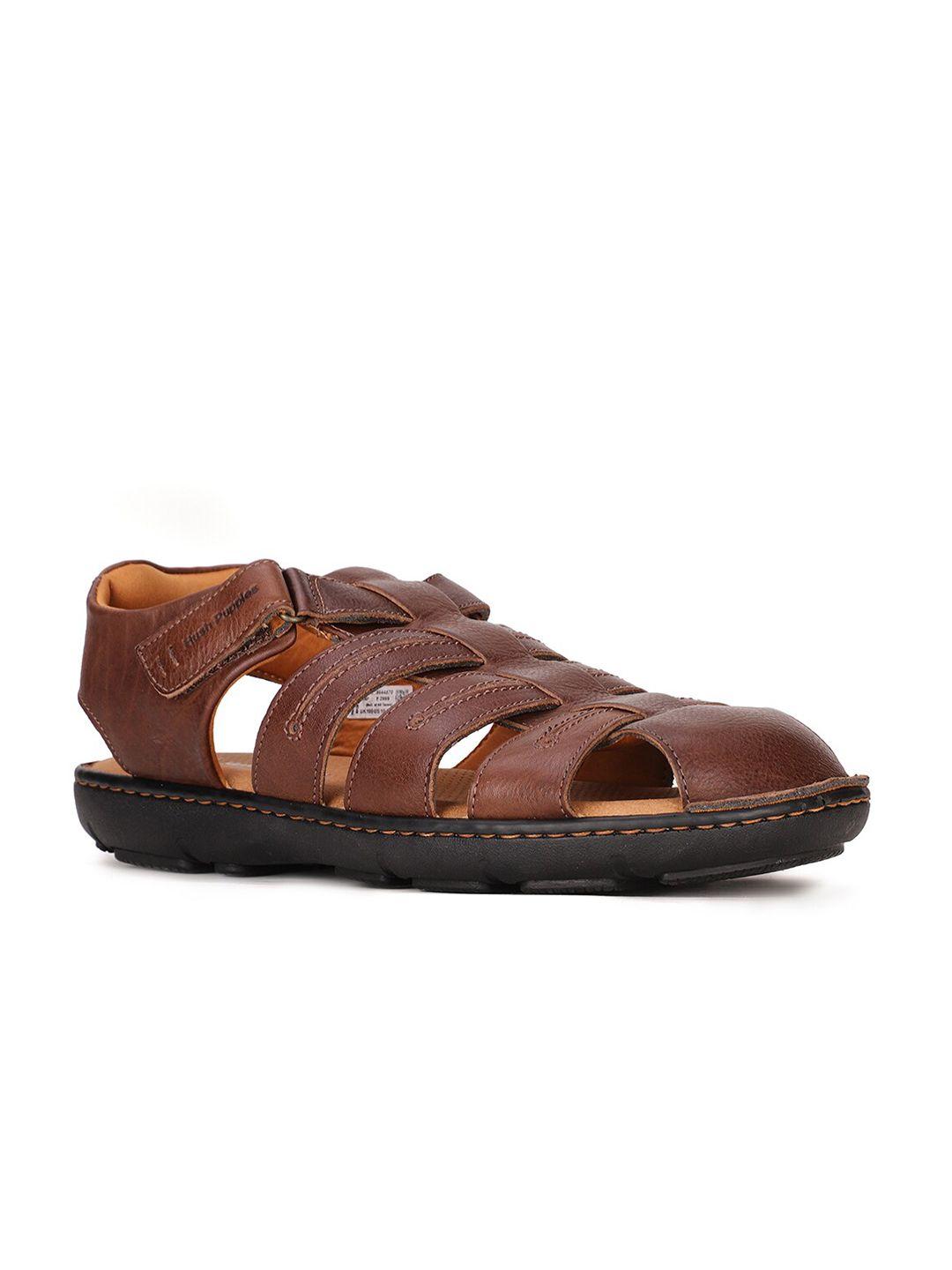 hush puppies men brown leather fisherman sandals