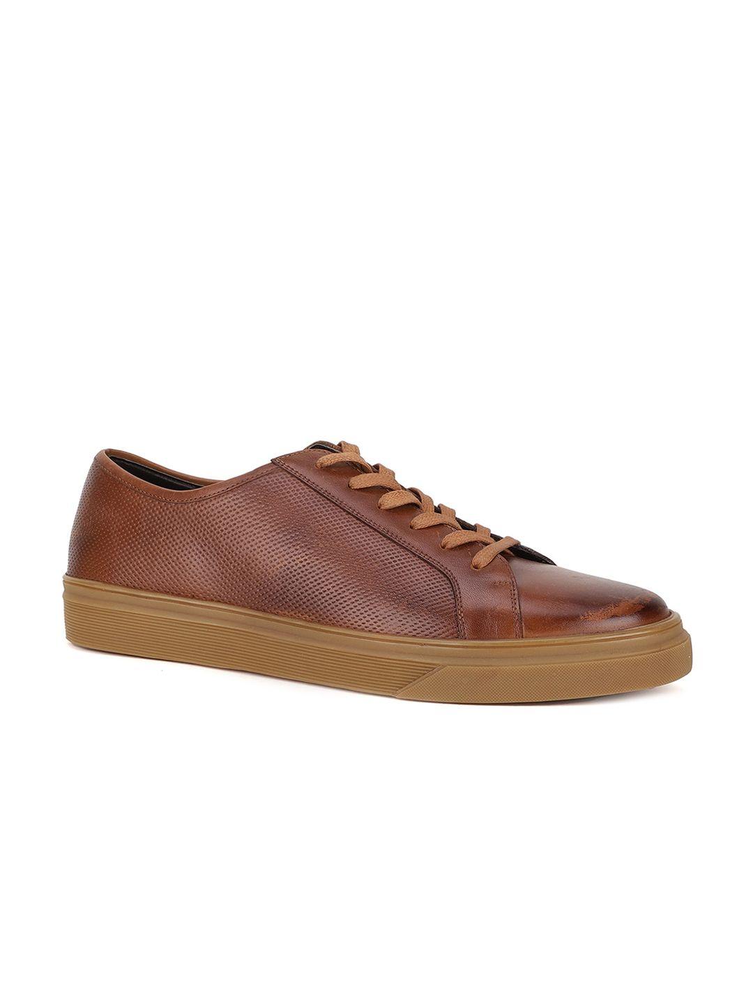 hush puppies men brown perforations leather sneakers